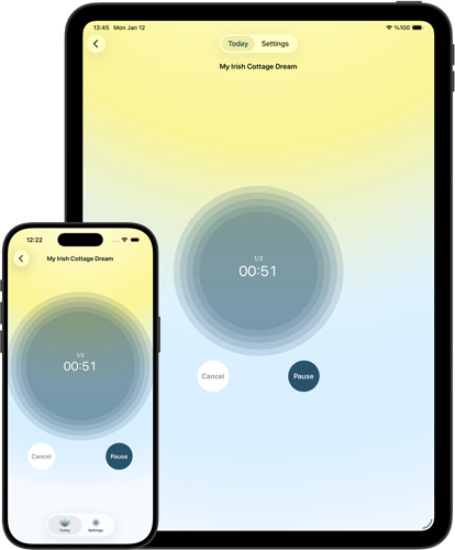 Calm breathing session visual encouraging slow, intentional breathing